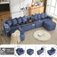 LLappuil Modular Sectional Sofa, 138" Oversized Sectional Couch Wiht USB & Wireless Charge, 6 Seat Corduroy Sofa Couch with Coffee Table Board for Living Room Blue