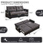LLappuil 70" Convertible Sofa Bed, Pull Out Sofa Bed Full Size, Velvet Loveseat Sofa with Ottoman, USB & Type-c Charging Port for Living Room Black