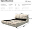 LLappuil Upholstered Platform Bed Queen Size, Oversized Wood Bed Frame with Padded Backrest Beige