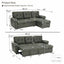 LLappuil 88" Sectional Sofa, Mid-Century L Shaped Sectional Couch with Pull Out Sofa Bed, Convertible Sofa Bed with Storage Chaise for Living Room, Foil Fabric Black