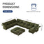 LLappuil Modular Sectional Sofa, Sectional Couch with Storage Seat, Oversized Corduroy Sofa Couch with Adjustable Arms Backs for Living Room Green
