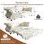 LLappuil 84" Pull Out Sofa Bed Queen Size, Oversized Chesterfield Velvet Sofa with Flower Tufting, Loveseat Sofa Couch Convertible Sofa Bed for Living Room Beige