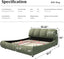 LLappuil Upholstered Platform Bed King Size, Oversized Wood Bed Frame with Padded Backrest Green