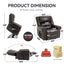LLappuil Lift Power Recliner Chair, Dual Motor Massage Recliner Chair with Heat, Genuine Leather Nursery Glider Rocker Recliner Chair for Living Room, Bedroom Brown