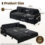 LLappuil Pull Out Sofa Bed Queen Size, Loveseat Sofa Covertible Sofa Bed, Chenille Sofa Couch with USB Port, Side Pocket for Living Room Black