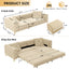 LLappuil Pull Out Sofa Bed King Size, 98" Tufted 3 Seat Sofa Convertible Sleeper Sofa Bed, Oversized 28" Deep Seat Velvet Sofa Couch for Living Room Khaki