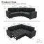 LLappuil 76" x 76" Sectional Sofa, Sectional Couch with Pull Out Sofa Bed Twin Size, 4 Seat Sofa Couch with Cup Holders & Side Pocket Convertible Sofa Bed for Living Room, Polyester Dark Gray