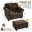 LLappuil Accent Chair with Ottoman, Velvet Reading Single Sofa Chair for Living Room Brown