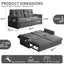 LLappuil 70" Convertible Sofa Bed, Pull Out Sofa Bed Full Size, Velvet Loveseat Sofa with Ottoman, USB & Type-c Charging Port for Living Room Black
