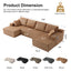 LLappuil 130" Sectional Sofa, U Shaped Modular Sectioanl Couch with Chaise, Boneless Corduroy Sofa Couch for Living Room, No Assembly Compression Sofa Brown