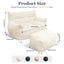 LLappuil Loveseat Sofa, 2 Seater Lazy Sofa Couch with Ottoman, Corduroy Bean Bag Chair for Living Room, Bedroom, Home Office Beige