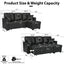 LLappuil Sectional Sofa, 71" Sectional Couch Convertible Sofa Bed, Pull Out Sofa Bed Full Size with Storage Chaise for Living Room, Foil Fabric Black