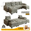 LLappuil Sectional Sofa, U Shaped Sectional Couch with Pull Out Sofa Bed, Chenille Convertible Sleeper Sofa Bed with Chaise, Removable Armrests, USB Ports Light Gray