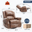 LLappuil Recliner Chair, 360° Swivel Massage Recliner Chair with Heat, Nursery Glider Rocker Manual Recliner Chair with Side Pockets for Living Room, Bedroom Light Brown