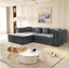 LLappuil Modular Sectional Sofa, Oversized Floor Sofa Convertible Sleeper Sofa Bed King Size, Velvet 3 Seater Sofa with Movable Ottoman for Living Room