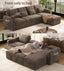 LLappuil 108" Sectional Sofa, Oversized Sectional Couch with Pull Out Sofa Bed, Chenille Sofa Couch Convertible Sofa Bed with Recliner Chair, Small Tabletop, Storage Chaise for Living Room