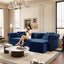 LLappuil Pull Out Sofa Bed King Size, 89" Chesterfield Sofa Convertible Sleeper Sofa Bed, Velvet 3-Seater Sofa with Movable Ottoman for Living Room Blue