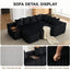 LLappuil Modular Sectional Sofa, 138" Oversized Sectional Couch Wiht USB & Wireless Charge, 6 Seat Corduroy Sofa Couch with Coffee Table Board for Living Room Black
