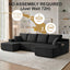 LLappuil 130" Sectional Sofa, U Shaped Modular Sectioanl Couch with Chaise, Boneless Corduroy Sofa Couch for Living Room, No Assembly Compression Sofa Black