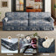 LLappuil 2 Piece Chenille Sofa, Chenille 7 Seat Sofa for Living Room, 26.4" Extra Deep Seat Mid Century Sofa for Living Room Blue