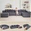 LLappuil 146" Sectional Sofa, U Shaped Sectional Couch with Chaise, 5 Seat Corduroy Sofa Convertible Sleeper Sofa Bed for Living Room Dark Gray