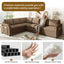 LLappuil Sectional Sofa, 115" Sectional Couch with Pull Out Sofa Bed King Size, 6 Seat Teddy Sofa Convertible Sofa Bed for Living Room Brown