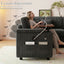 LLappuil 100" Sectional Sofa, Sectioanl Couch with Pull Out Sofa Bed, Corduroy Sofa Couch with Storage Chaise, Hidden Storage Armrest, Small Toptable, USB & Type-c Charging Port for Living Room Gray