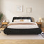 LLappuil Upholstered Platform Bed Queen Size, Oversized Wood Bed Frame with Padded Backrest Black