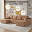 LLappuil 130" Sectional Sofa, U Shaped Modular Sectioanl Couch with Chaise, Boneless Corduroy Sofa Couch for Living Room, No Assembly Compression Sofa Brown