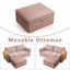 LLappuil Pull Out Sofa Bed Queen Size, 85" Loveseat Sofa with Movable Ottoman, USB Charging Port, Corduroy Sofa Couch Convertible Sofa Bed for Living Room Pink