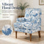 LLappuil Accent Chair, Mid-century Floral Armchair with Nailhead Trim, Solid Wood Legs, Living Room Single Sofa Chair Reading Chair
