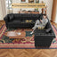 LLappuil Sectional Sofa, 100" x 100" Chesterfield Sofa with Rolled Arms and Nailhead, 5 Seat Faux Leather Tufted Couch for Living Room Black