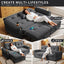 LLappuil 80" Pull Out Sofa Bed Queen Size, Loveseat Sofa Convertible Sofa Bed, Chenille Sofa Couch for Living Room Gray