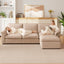 LLappuil Sectional Sofa, Cloud Sectional Couch with Movable Ottoman, 4 Seat Chenille Sofa Couch for Living Room Brown