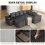 LLappuil Modular Sectional Sofa, 138" Oversized Sectional Couch Wiht USB & Wireless Charge, 6 Seat Corduroy Sofa Couch with Coffee Table Board for Living Room Gray
