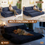 LLappuil 73" Pull Out Sofa Bed Queen Size, Corduroy Loveseat Sofa Couch Convertible Sofa Bed for Living Room Blue