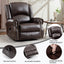 LLappuil Recliner Chair, 360° Swivel Massage Recliner Chair with Heat, Nursery Glider Rocker Manual Recliner Chair with Side Pockets for Living Room, Bedroom Dark Brown