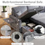 LLappuil 84" Sectional Sofa, Sectional Couch with Pull Out Sofa Bed Convertible Sofa Bed, Corduroy Sofa Couch with Storage Chaise, Small Desktop, Cup Holders, Charging Port for Living Room Gray