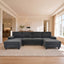 LLappuil Sectional Sofa, 104" Sectional Couch with Dual Chaise, Upholstered Sofa Couch for Living Room Dark Gray