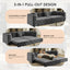 LLappuil 89" Velvet Chesterfield Sofa, Oversized Pull Out Sofa Bed King Size, Loveseat Sofa Couch Convertible Sofa Bed for Living Room Gray
