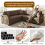 LLappuil Sectional Sofa, 85" Sectional Couch with Pull Out Sofa Bed King Size, 5 Seat Teddy Sofa Convertible Sofa Bed for Living Room Brown