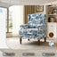 LLappuil Accent Chair, Mid-century Wingback Single Sofa Chair with Nailhead Trim Armrest, Flower Printed Polyester Fabric Reading Chair for Living Room