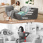 LLappuil 80" Futon, 3 Seat Sofa Convertible Sofa Bed, Chenille Sofa Couch for Living Room Gray