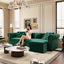 LLappuil Pull Out Sofa Bed King Size, 89" Chesterfield Sofa Convertible Sleeper Sofa Bed, Velvet 3-Seater Sofa with Movable Ottoman for Living Room Green
