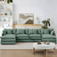 LLappuil Modular Sectional Sofa, Sectional Couch with 2 Movable Ottoman, Chenille 6 Seat Cloud Sofa Couch for Living Room Mint Green