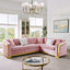 LLappuil Sectional Sofa, 106" Chesterfield Sofa with Curved Arm Button Tufted, Velvet Cloud Sofa Couch for Living Room Pink