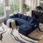 LLappuil Sectional Sofa, 94.5" U Shaped Modular Sectional Couch with Right Chaise, Cloud Courduroy Sofa Couch with Movable Ottoman for Living Room Blue