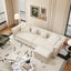 LLappuil Pull Out Sofa Bed King Size, 89" Chesterfield Sofa Convertible Sleeper Sofa Bed, Velvet 3-Seater Sofa with Movable Ottoman for Living Room Beige