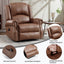 LLappuil Recliner Chair, 360° Swivel Massage Recliner Chair with Heat, Nursery Glider Rocker Manual Recliner Chair with Side Pockets for Living Room, Bedroom Light Brown