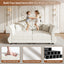 LLappuil 84" Pull Out Sofa Bed Queen Size, Oversized Chesterfield Velvet Sofa with Flower Tufting, Loveseat Sofa Couch Convertible Sofa Bed for Living Room Beige